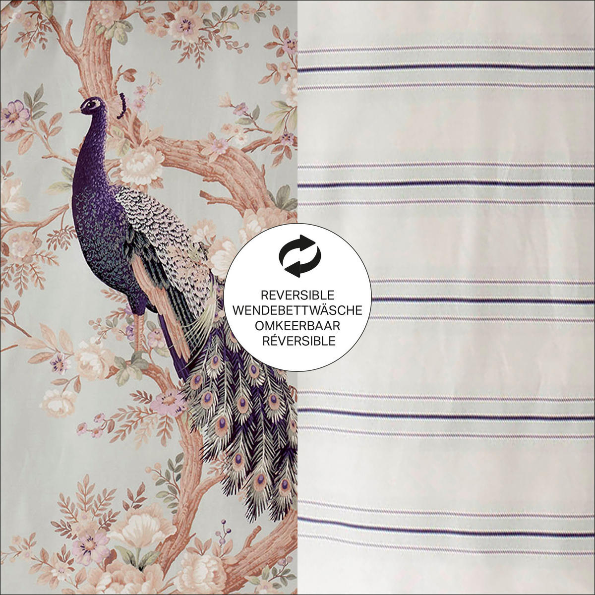 BETTWASCHE Belvedere Pfau 3-Teilig 230x220cm - Smaragdgrün/Blau, Textil (230/220cm) - LAURA ASHLEY