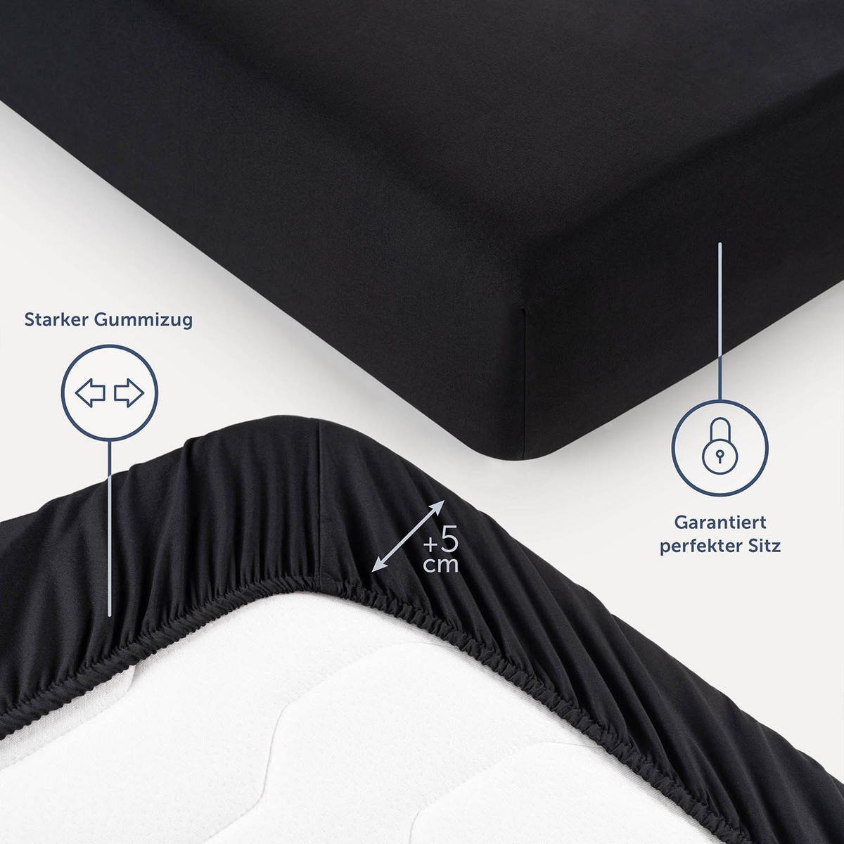 SPANNBETTLAKEN 2er-Set 135/190/30 cm Schwarz - Schwarz, Textil (135/190cm) - Blumtal