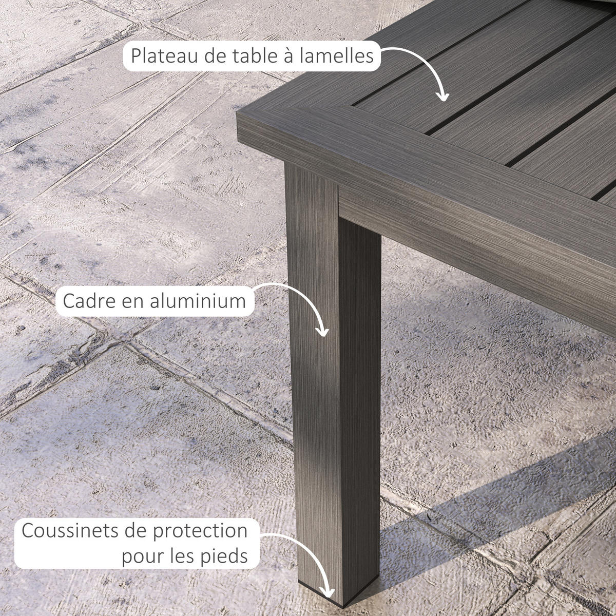 GARTENBEISTELLTISCH DE-14103 rechteckig, Aluminium-Lattenrost 100x60 cm Braun - Braun, Metall (100/60/37cm) - ComfortXL
