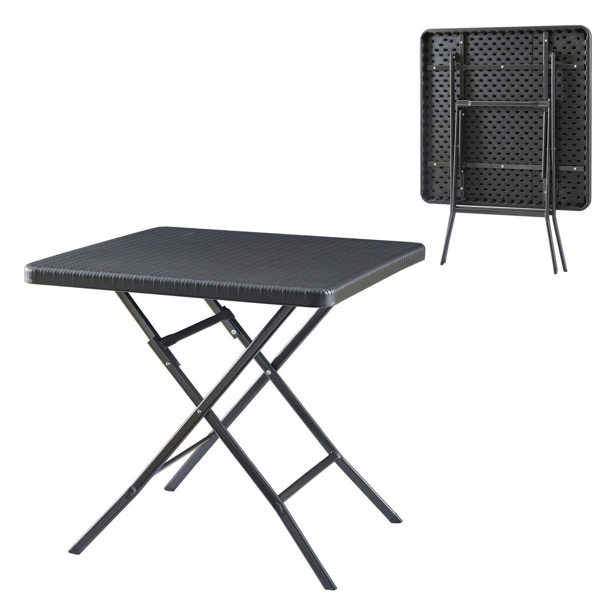 KLAPPTISCH Mark - Schwarz, Kunststoff/Metall (78/78/74cm) - [en.casa]