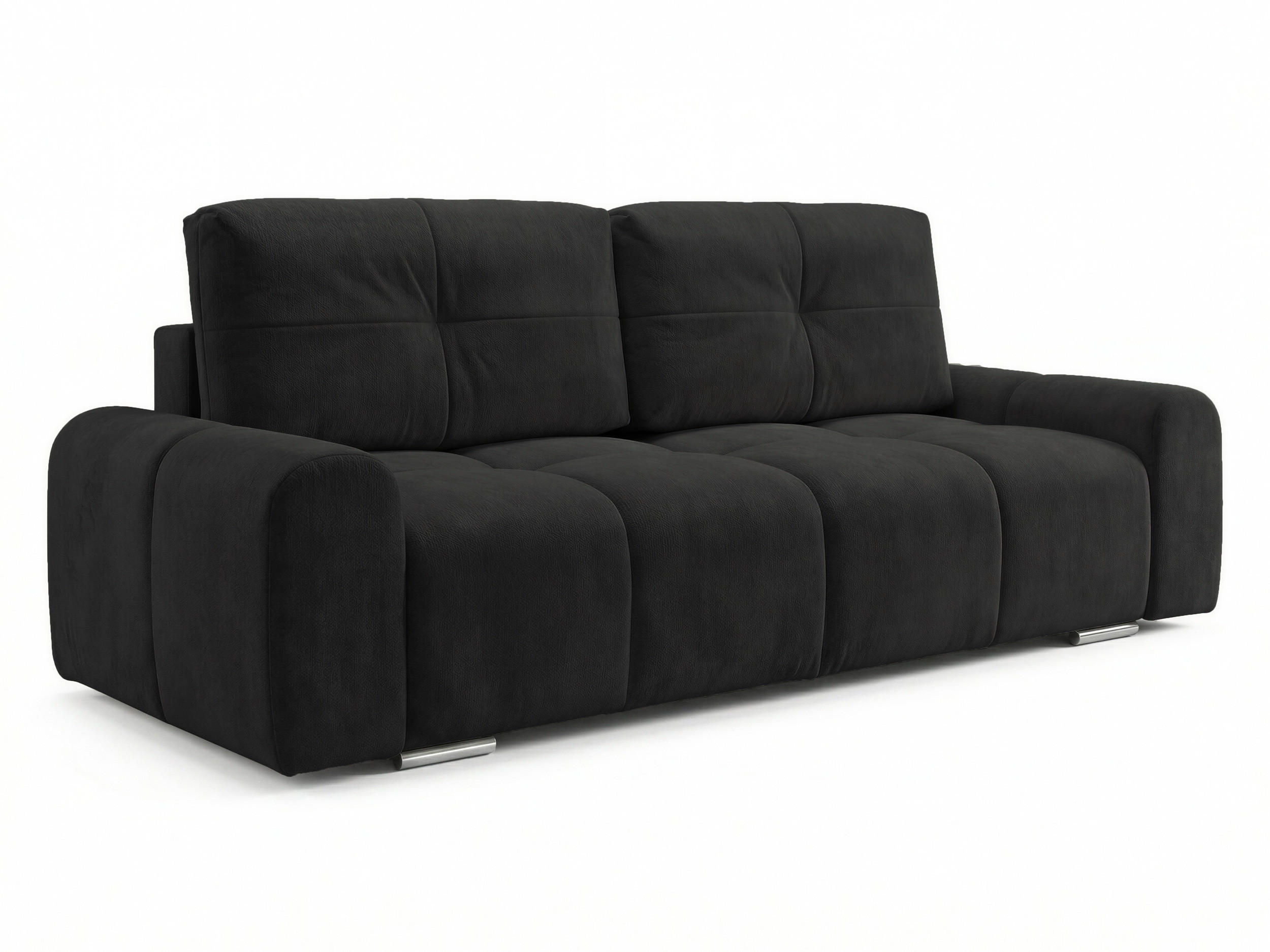 SCHLAFSOFA Fluffy - Schwarz (Vibe 99) - Chromfarben/Schwarz, Holz/Kunststoff (245/100/99cm) - Sofnet