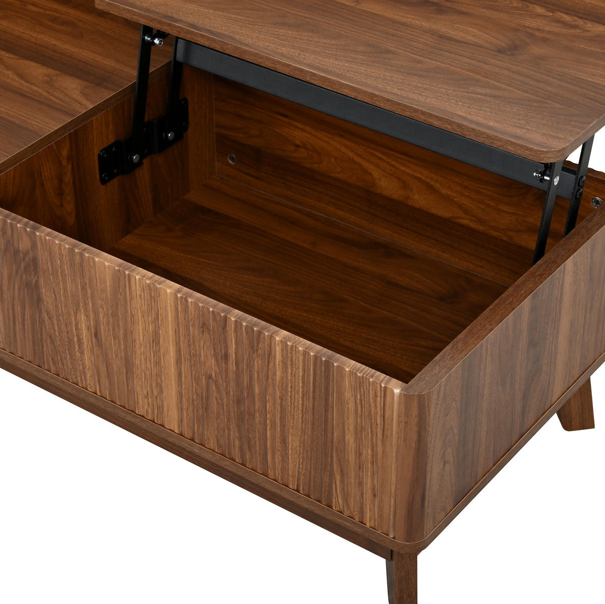 COUCHTISCH 95/48/50 cm mit höhenverstellbarer Tischplatte und Stauraum, Wellenoptik, Nussbaum - Walnussfarben, Holzwerkstoff (95/48/50cm) - Redom