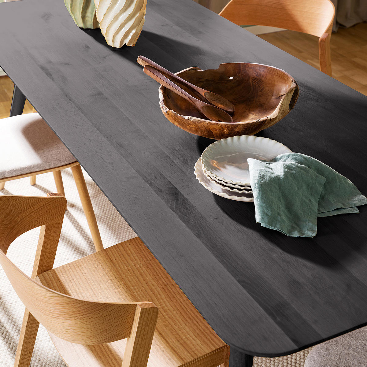 MASSIVER ESSTISCH - Massivholz - Eschefarben, Holz (90/220/75cm) - home24
