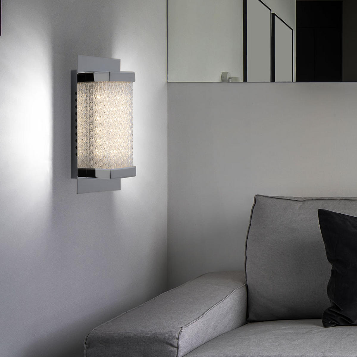 LED WANDLEUCHTE Metall Chrom Silber - Silberfarben, Glas (10/20/7.6cm) - Globo Lighting