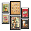 POSTER Set Mit 6 Bier-Retro-Werbung Größe A3 & A4 Schwarzer Rahmen - Schwarz, Papier (29.7/1cm) - Nacnic