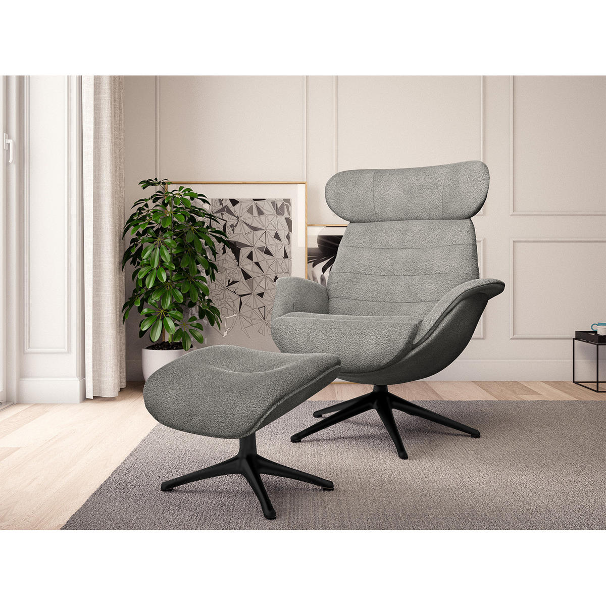 RELAXSESSEL - Grau, Textil/Metall (90/107/90cm) - home24