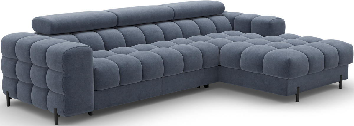 ECKSOFA FELRO mit Schlaffunktion, Bettkasten & verstellbaren Kopfstützen – Modernes Premium-Ecksofa in L-Form - Blau, Kunststoff (181/285cm) - Wohnideebilder