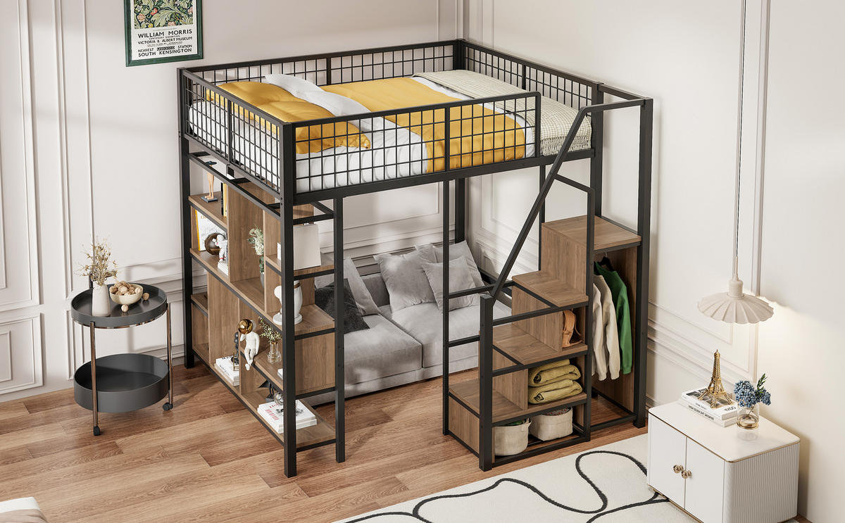 HOCHBETT 140x200 cm Metall Stauraum schwarz - Schwarz, Metall (140/200cm) - LEBENLANG