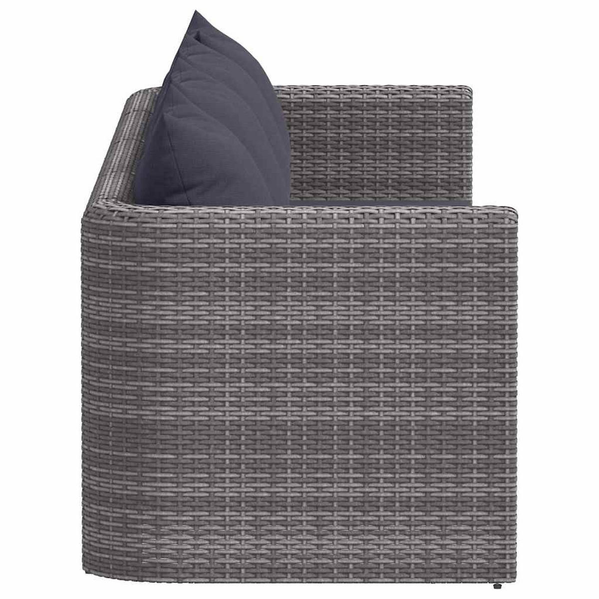 LOUNGESOFA mit Dunkelgrau Kissen, 4-Sitzer, 280/72/63 cm, aus Poly Rattan, Grau - Grau, Kunststoff/Textil (72/63/72cm) - vidaXL