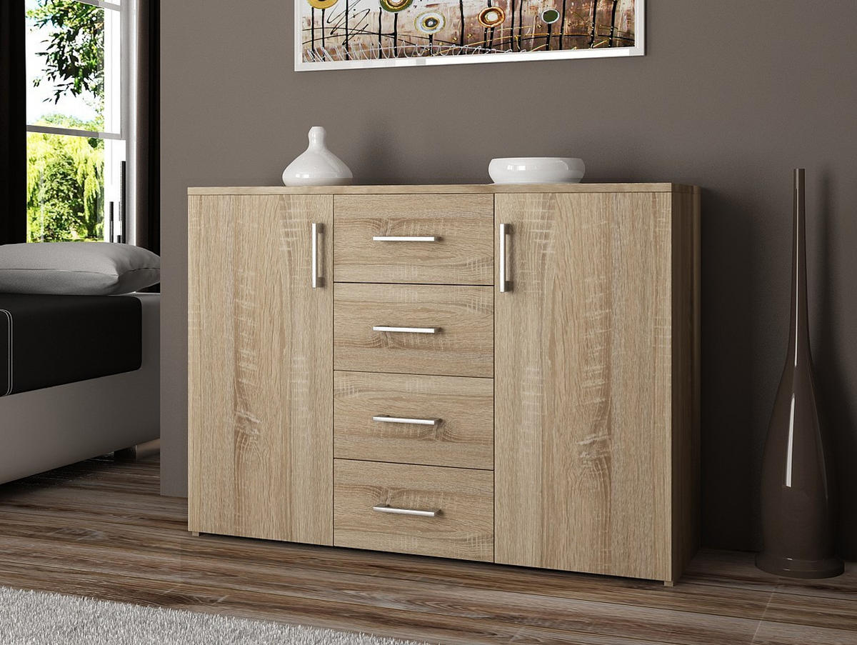 KOMMODE Eiche Sonoma 80/110/35 - Sonoma Eiche, Holzwerkstoff (110/80/35cm) - RAUMHIRSCH FURNITURE