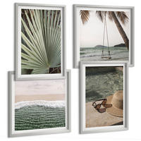BILDER SET 4er Set - 50x50 cm & 40x60 cm Silberner Rahmen - Strandschaukel-Blätterurlaub - Silberfarben, Kunststoff (50/50cm) - TULUP
