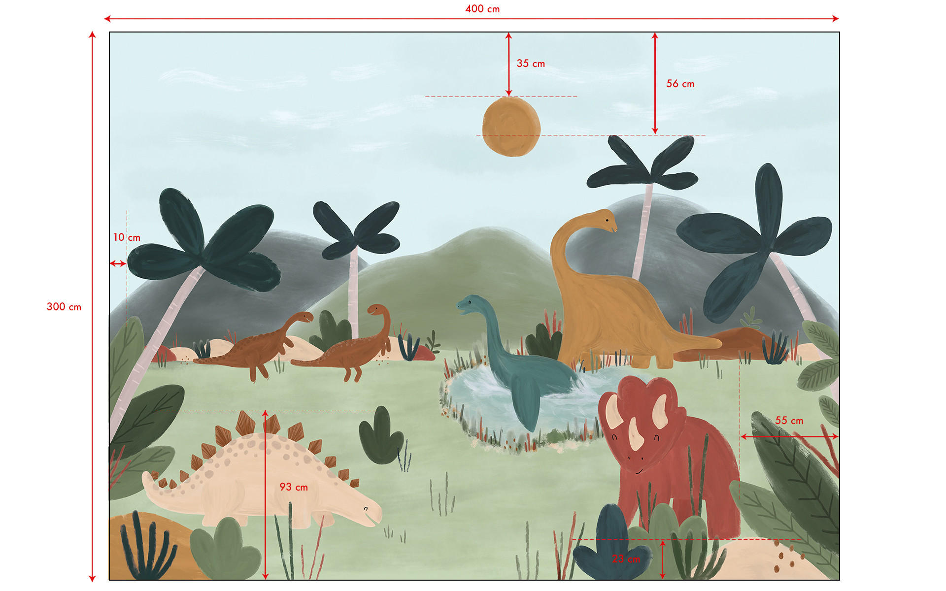 VLIESTAPETE Sunny Dinosaurier 4m x 3m, mehrfarbig - Multicolor, Papier (300/400cm) - Lilipinso