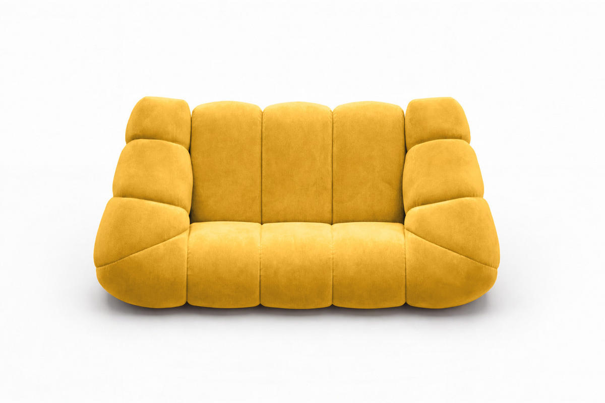 SOFA 2-Sitzer modular, Veloursstoff Bluvel, Golden, CROISSANT - Goldfarben, Holz (200/72/115cm) - Kaiser Möbel