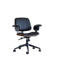 BÜROSTUHL in Schwarz 59x73x87 cm aus Echtleder mit gepolsterten Armlehnen und Drehfunktion - Schwarz, Leder (73/87/59cm) - IVMEU