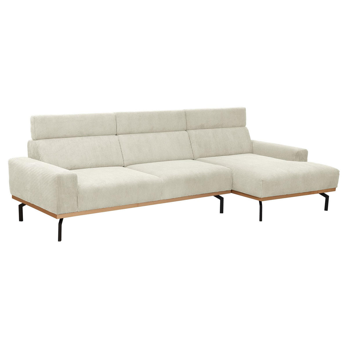SOFA mit Longchair rechts Katrien Cordstoff creme - Creme, Kunststoff (135/280cm) - 58aufmkessel