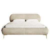 POLSTERBETT Ovalle Beige mit goldenen Metallbeinen und Bettkasten 140 cm - Beige/Goldfarben, Textil/Metall (140/200cm) - Selsey