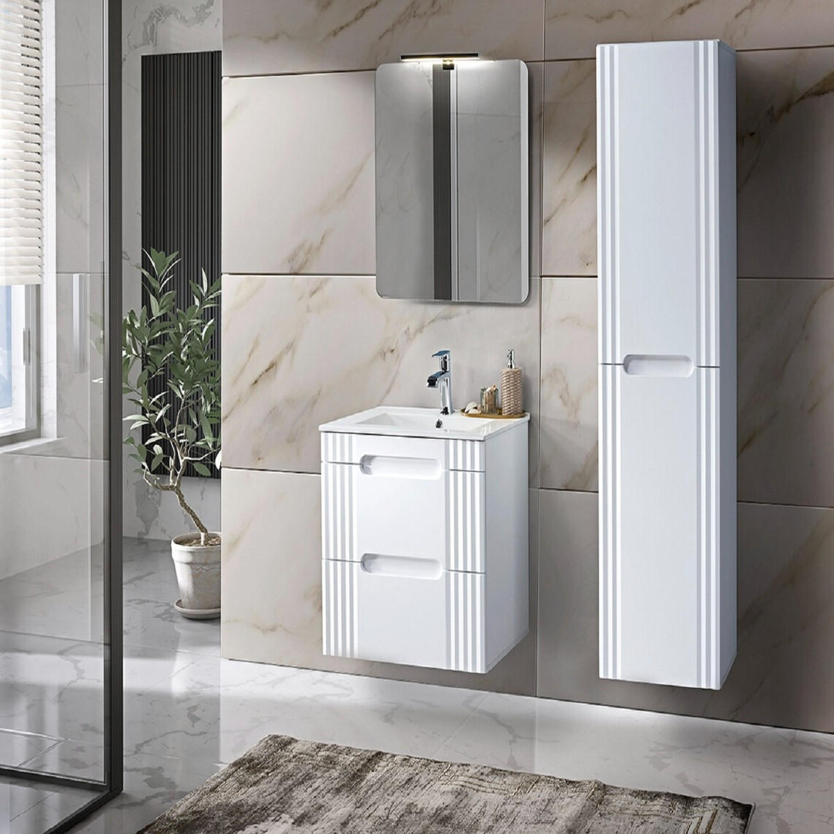 Milaros Markt Badmöbel-Set Weiß 60x166x46 cm