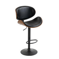 2ER-SET Barhocker Drehbar,mit Sitzkissen und Fußstützen Kunstleder Schwarz - Schwarz, Textil/Metall (51/93/50cm) - PARAFTA HOME