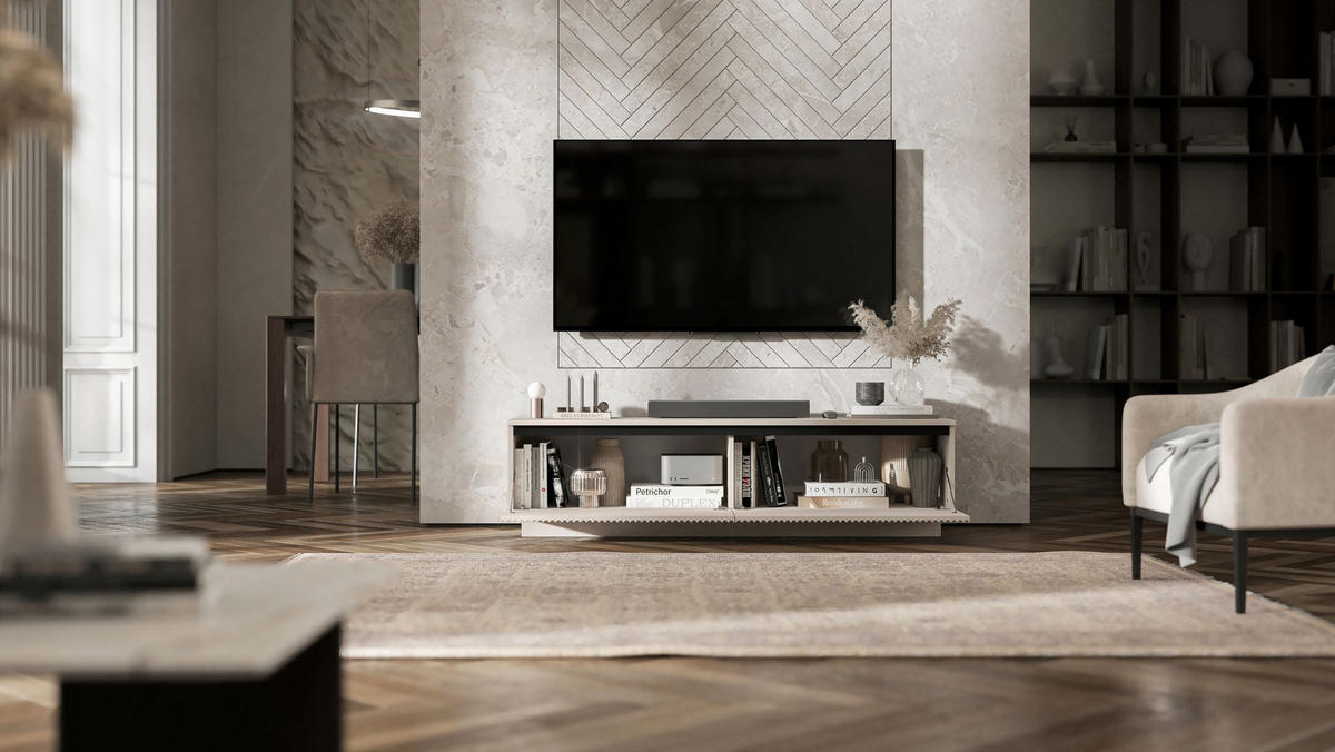 TV-SCHRANK Selene 140 cm Kaschmir matt Glamour - Kaschmir, Holzwerkstoff (140/37/35cm) - Meble Lindner