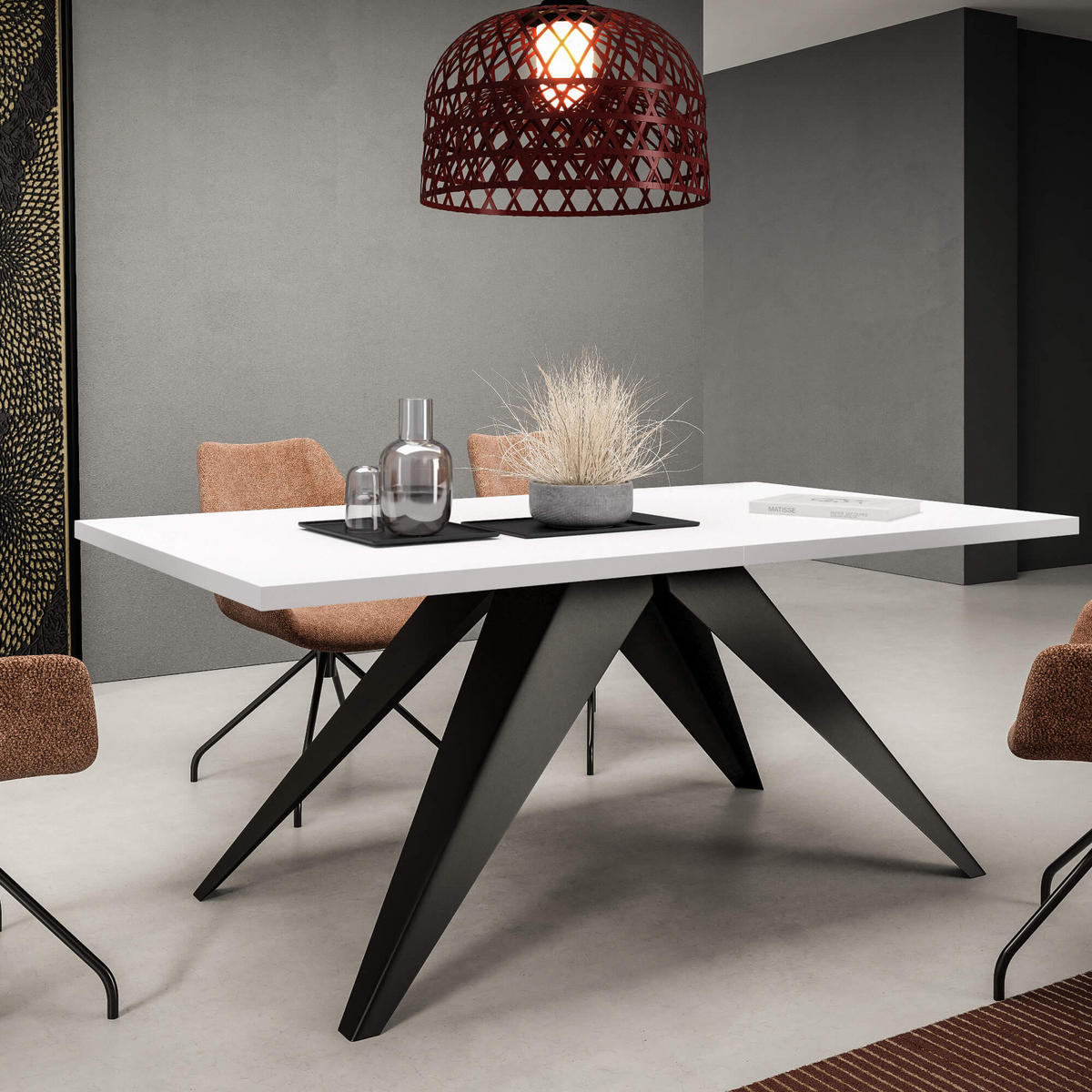 ESSTISCHE SENTO - Schwarz/Weiß, Holzwerkstoff (90/160/76cm) - Meblini