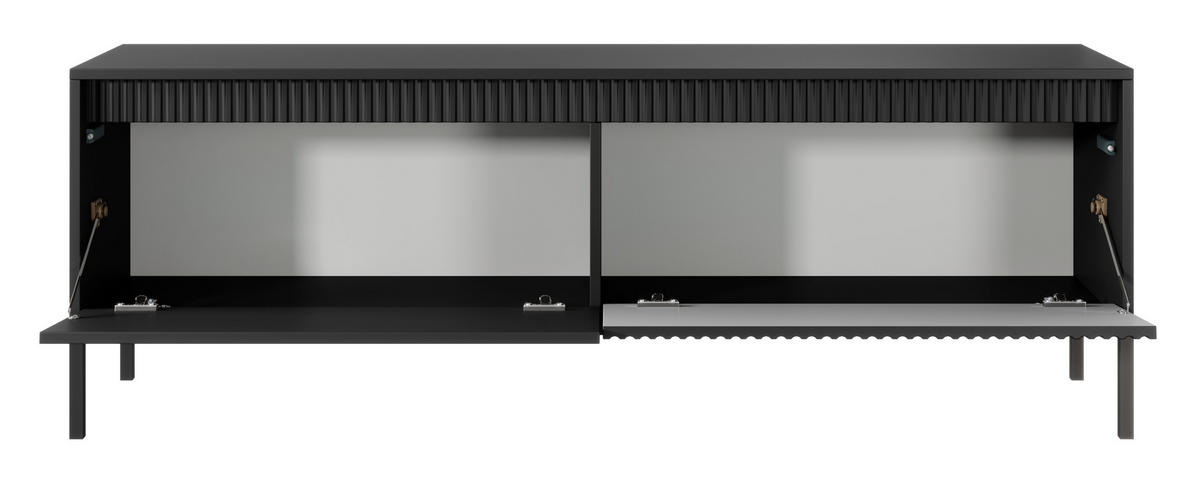 TV-SCHRANK Schwarz 154 cm Santori auf Beine, 2 Türen - Schwarz, Holz (154/53/40cm) - Emporius