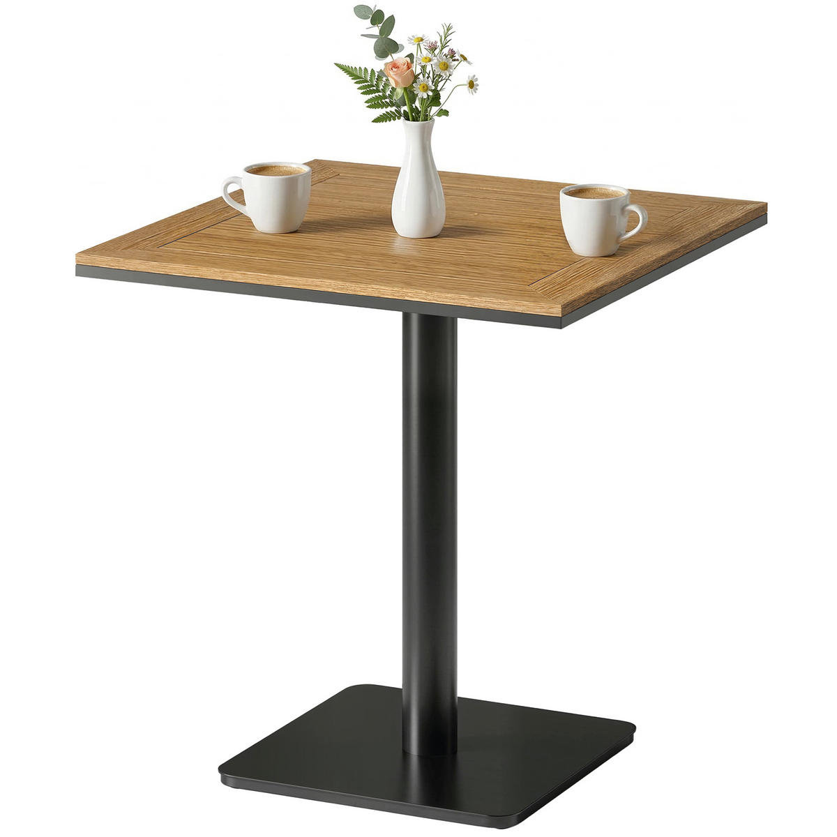 BEISTELLTISCH DE-07349 quadratisch mit Holzoptik und breiter Basis Naturholz - Naturfarben, Metall (70/70/74cm) - ComfortXL