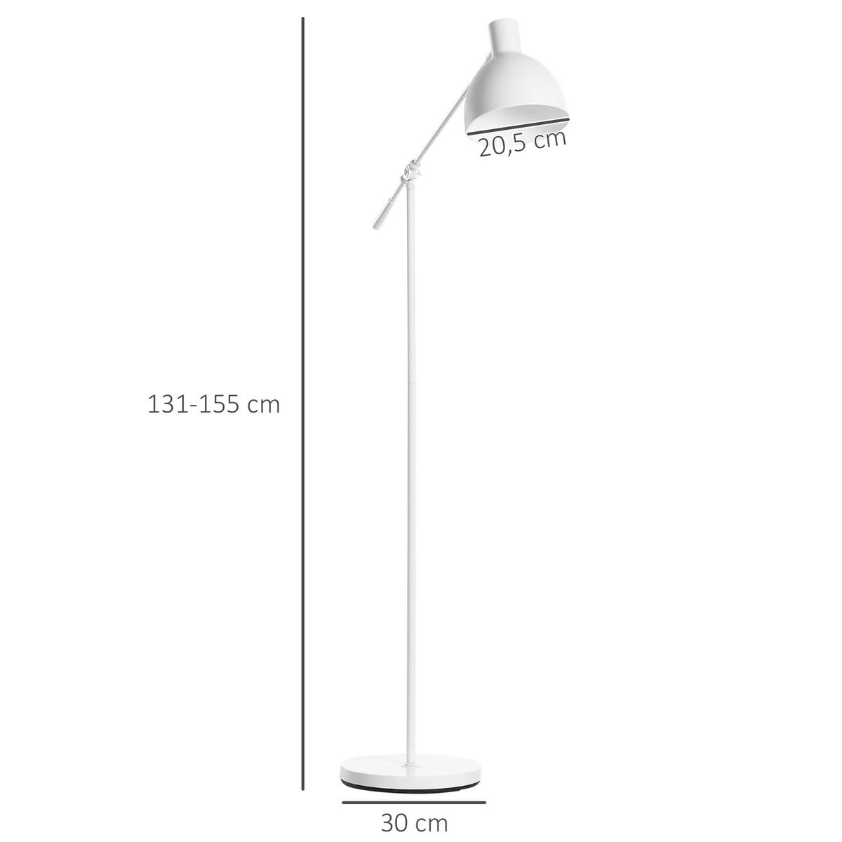 STEHLAMPE höhenverstellbar, 40 W Standlampe exkl. Weiß - Weiß, Metall (30/30/155cm) - HOMCOM