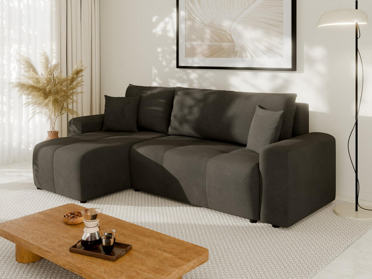 ECKSOFA Nolani mit Schlaffunktion & Bettkasten – Modern & Bequem - Braun, Kunststoff (248/145cm) - Panda Möbel