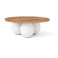 COUCHTISCH BELLY runder 60 cm im modernen Stil (Eiche Wotan/Weiß) - Eiche Wotan/Weiß, Holz (60/60/27cm) - Dekori_Interiors