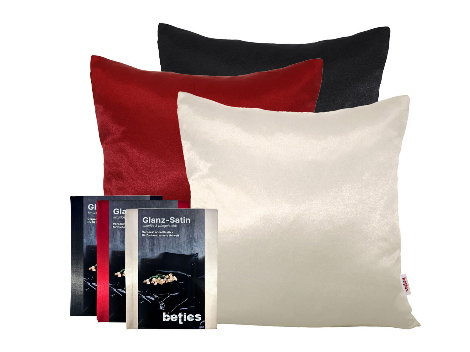 KISSENBEZUG Glanz Satin champagner 40/40 cm - Ecru/Champagner, Textil (40/40cm) - beties Heimtextil