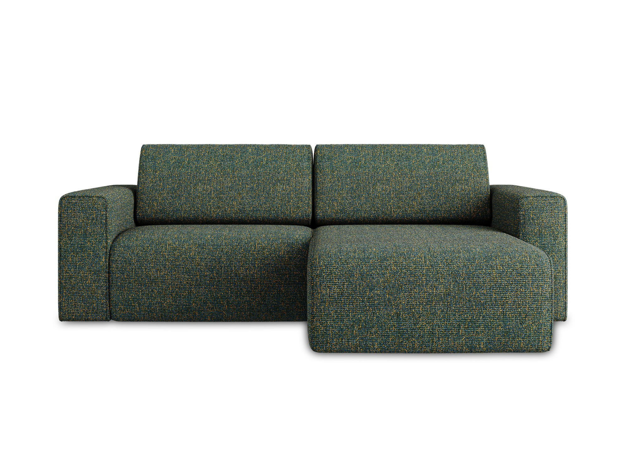 ECKSOFA Rechts Strukturstoff Stoff Grün - Blau/Schwarz, Kunststoff/Textil (224/167cm) - Makamii