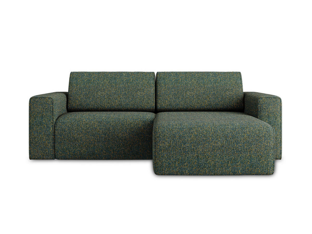 ECKSOFA Rechts Strukturstoff Stoff Grün - Blau/Schwarz, Kunststoff/Textil (224/167cm) - Makamii
