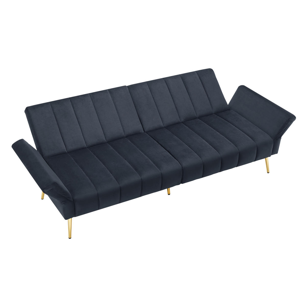 SCHLAFSOFA, Samt mit verstellbarer Rückenlehne & Armlehnen, 183/76/75 cm, Schwarz - Schwarz, Textil (76/75/183cm) - Redom