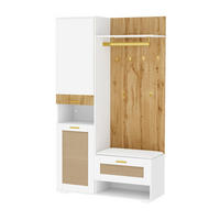 SCHUHSCHRANK aus MDF & Spanplatte 110x38x190cm in Natur mit Spiegel & LED - Naturfarben, Holzwerkstoff (110/190/38cm) - Modfu