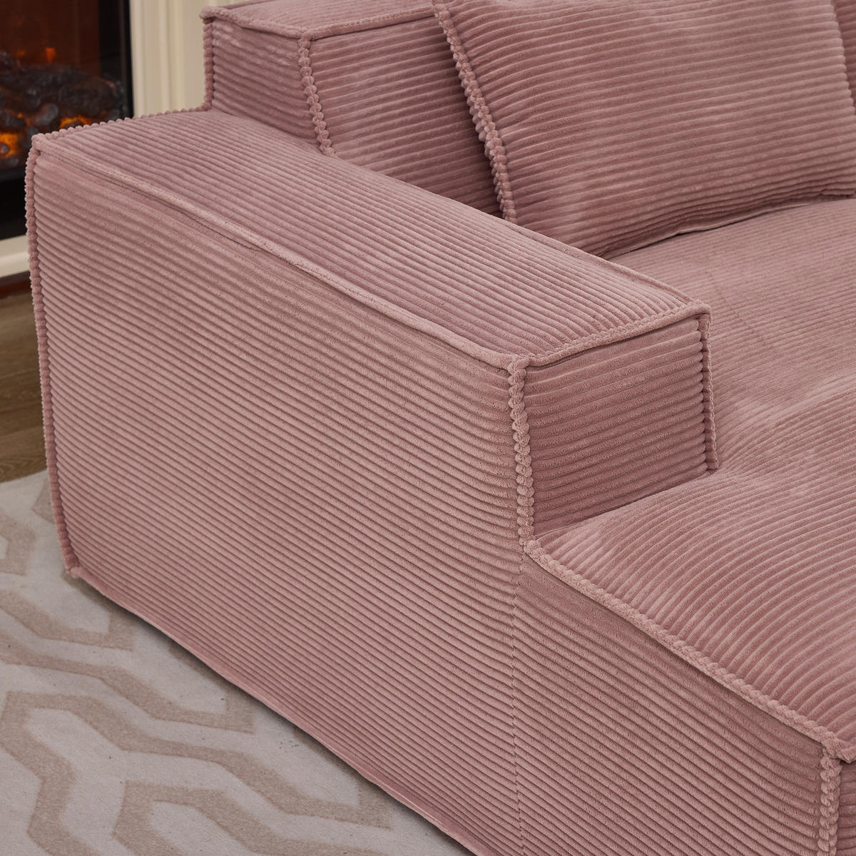 3-SITZER ECKSOFA Polyester Rosa mit 2 Kissen - Rosa, Textil (235/129cm) - WISHDOR