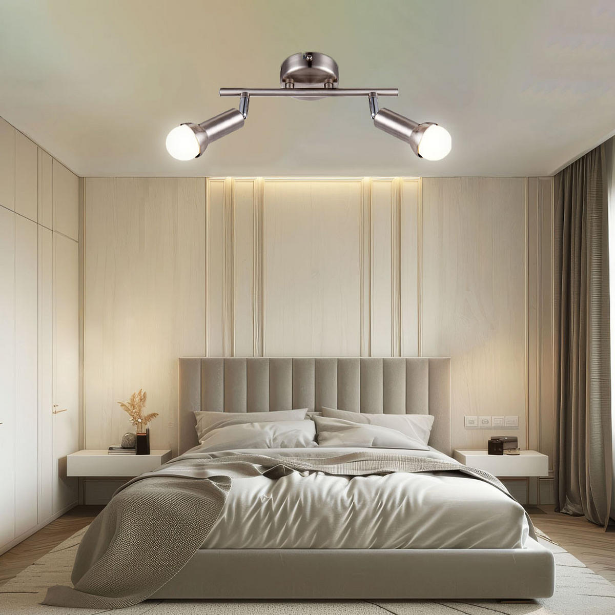 LED DECKENLEUCHTE Kimberly Silber Nickel matt - Silberfarben, Metall (25/8.5/19cm) - Globo Lighting