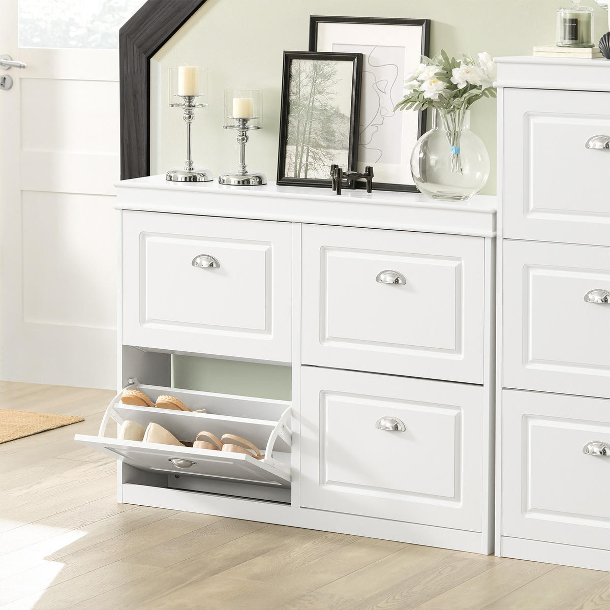 SCHUHSCHRANK Weiß - Weiß, Holzwerkstoff (105/82/24cm) - SoBuy