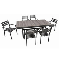 GARTEN-SITZGRUPPE Joana 7-teilig Gartenmöbel-Set - Schwarz, Metall - DELUKE