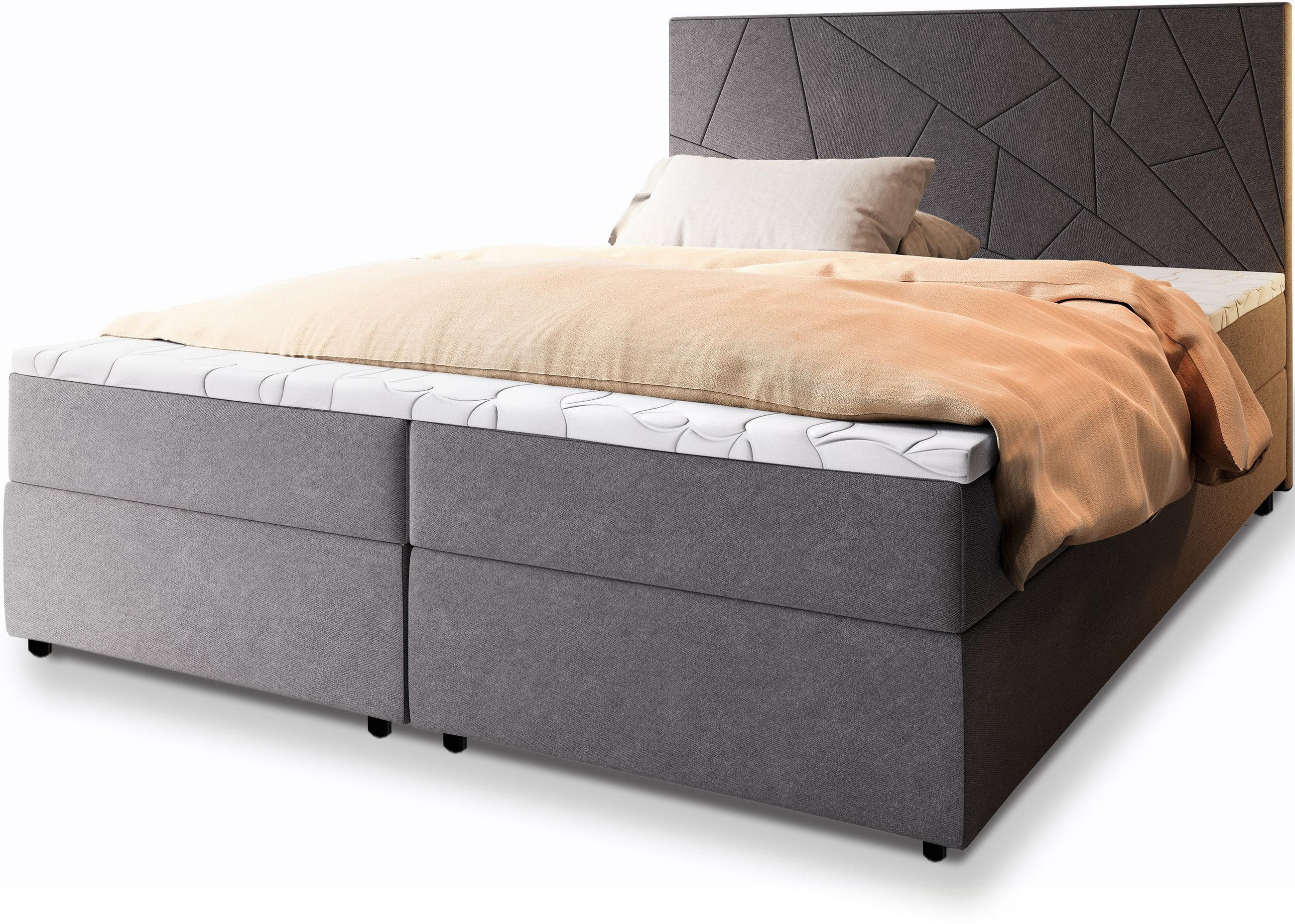 POSTEL BOXSPRING MADO 160x200 cm, s matrací a úložným prostorem, tmavě šedá - tmavě šedá, kompozitní dřevo/textil (160/200cm) - MASSENO