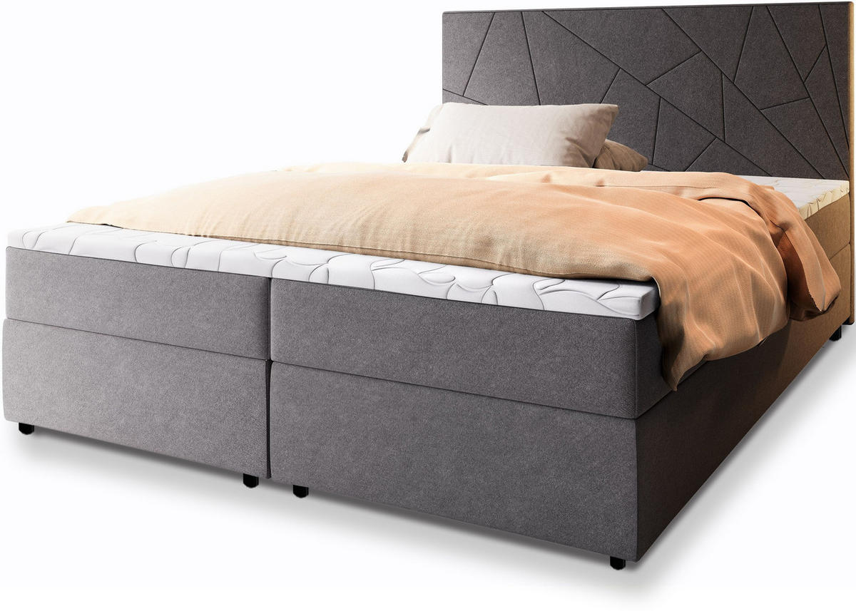 POSTEL BOXSPRING MADO 160x200 cm, s matrací a úložným prostorem, tmavě šedá - tmavě šedá, kompozitní dřevo/textil (160/200cm) - MASSENO