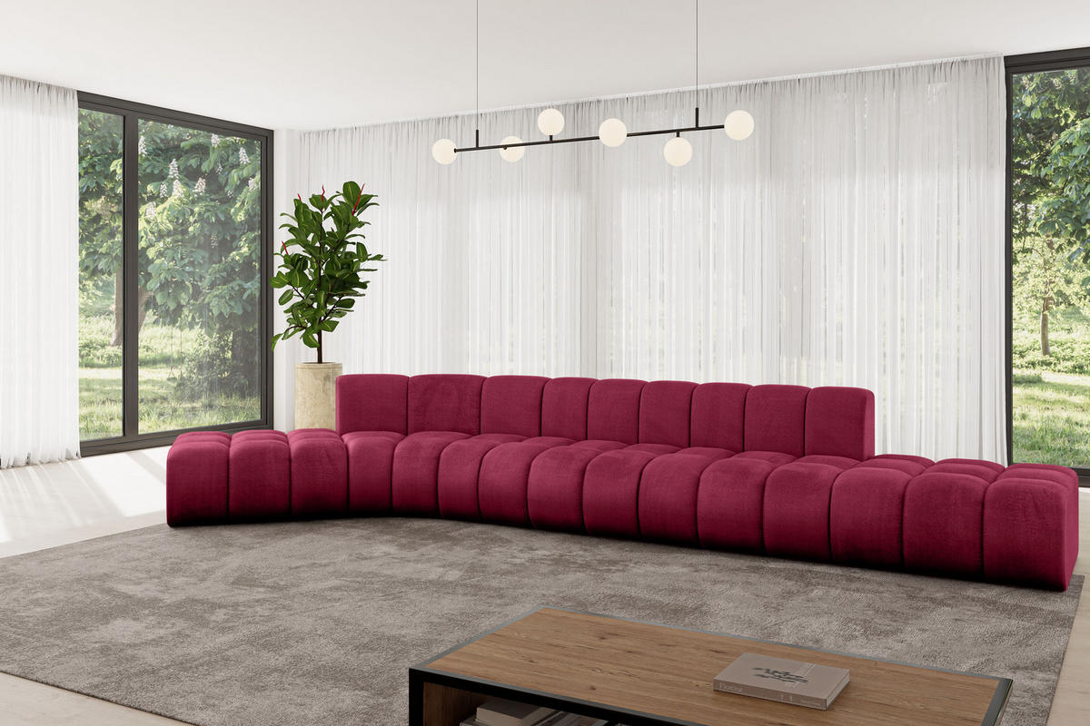ECKSOFA modulares Sofa Solven-L2 - 471x174x70 cm Bordeauxrot - Bordeaux, Holzwerkstoff/Textil (471/174cm) - ALTDECOR