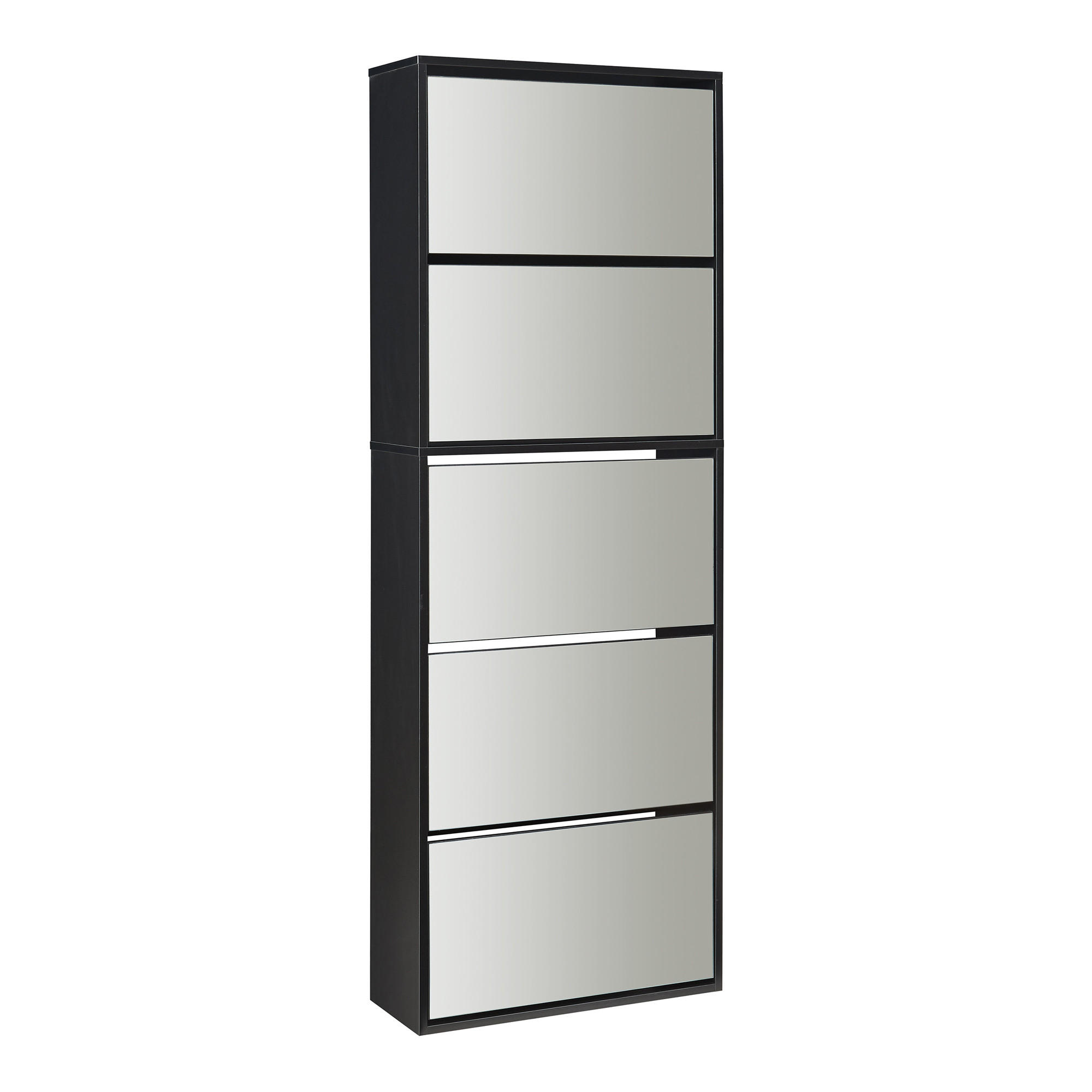 [en.casa] Schuhkipper Schwarz 24x169x60 cm