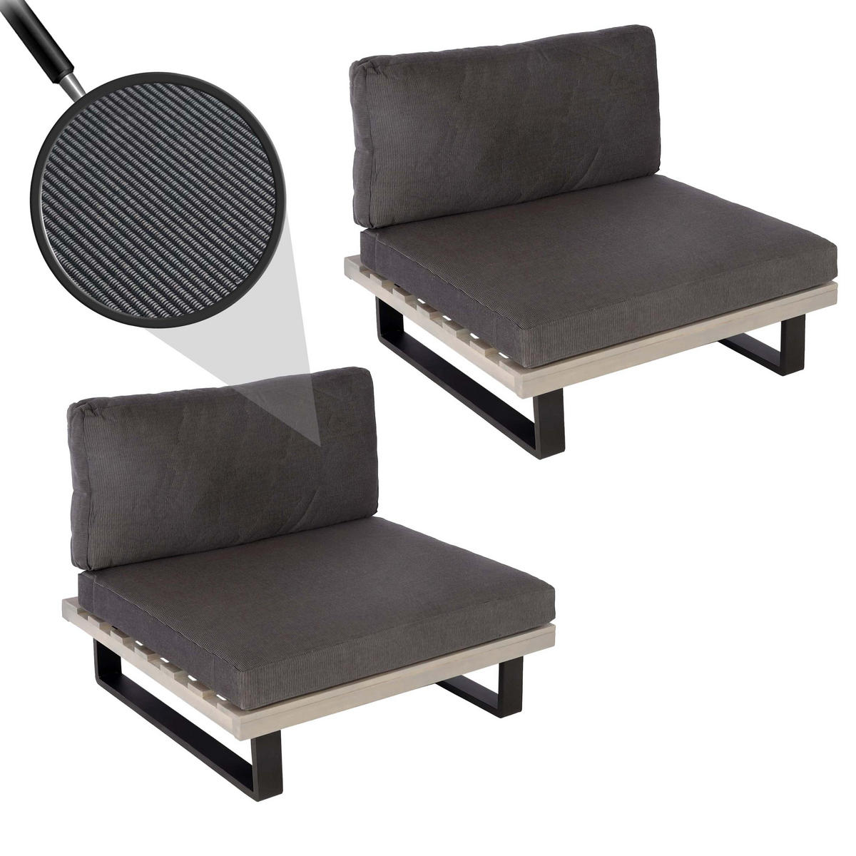 LOUNGE-SESSEL Schwarz, Grau, Anthrazit - Anthrazit/Schwarz, Holz (82/75/82cm) - MCW