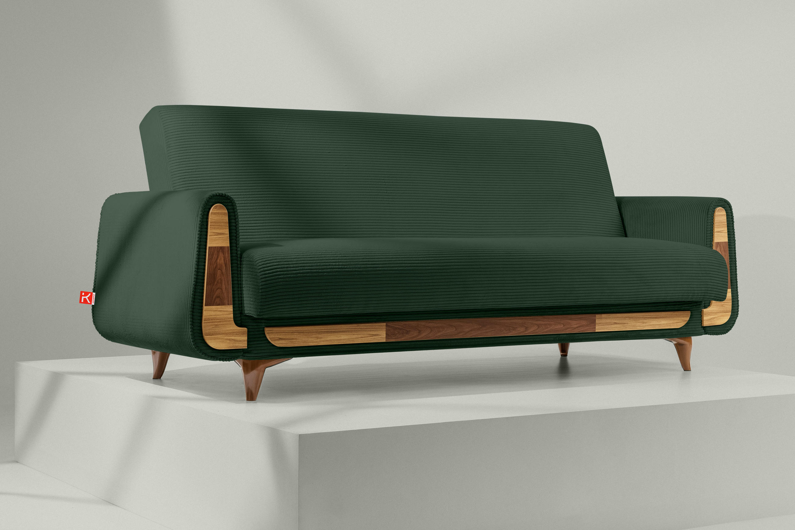 Thumbnail - Konsimo® 3-Sitzer-Schlafsofa, Dunkelgrün, Holz, Holzwerkstoff, Textil, 230x98x98 cm, Wohnzimmer, Sofas & Couches, Schlaf...