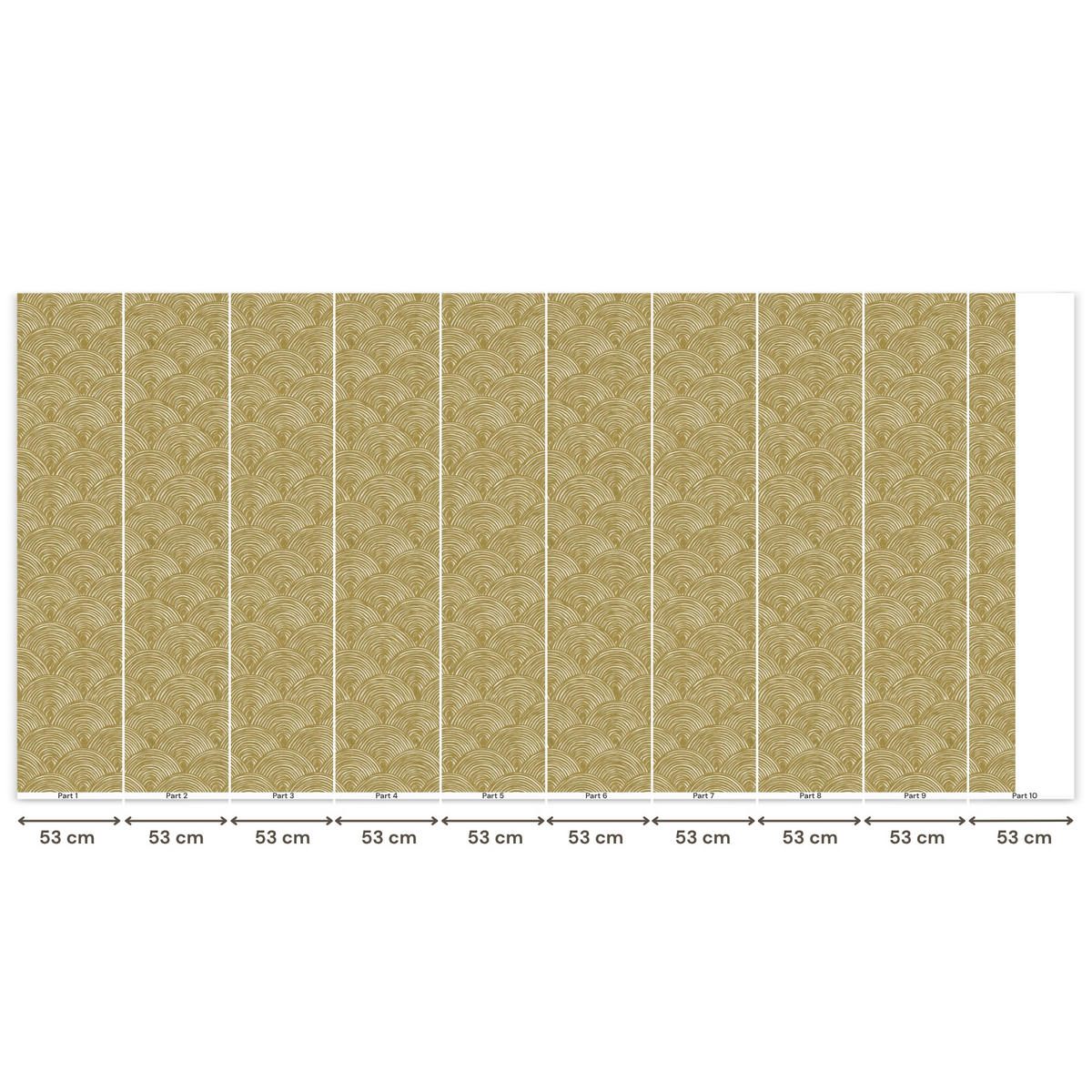 TAPETE - Fächer - Geometrisch - Grün - 500x260 cm - Goldfarben, Papier (500/260cm) - OnlyWow
