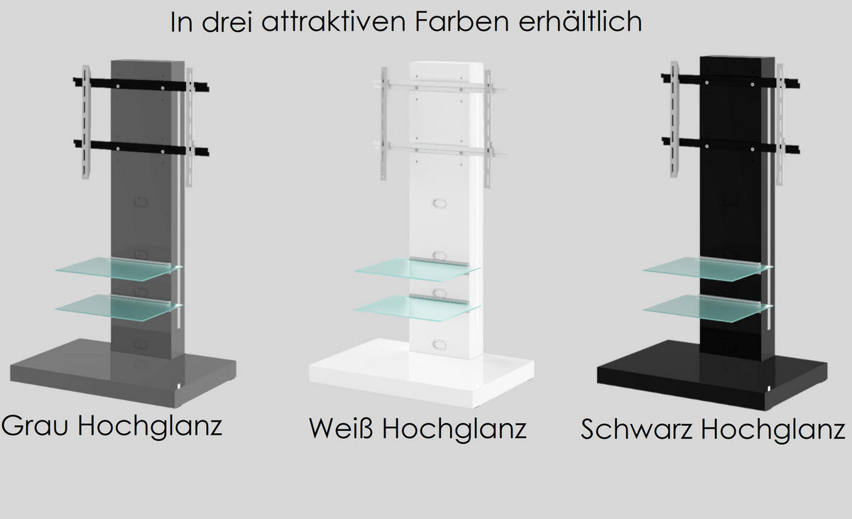 TV RACK rechteckig Weiß Hochglanz Glas 78/132/54 cm - Weiß Hochglanz, Holzwerkstoff (78/132/54cm)