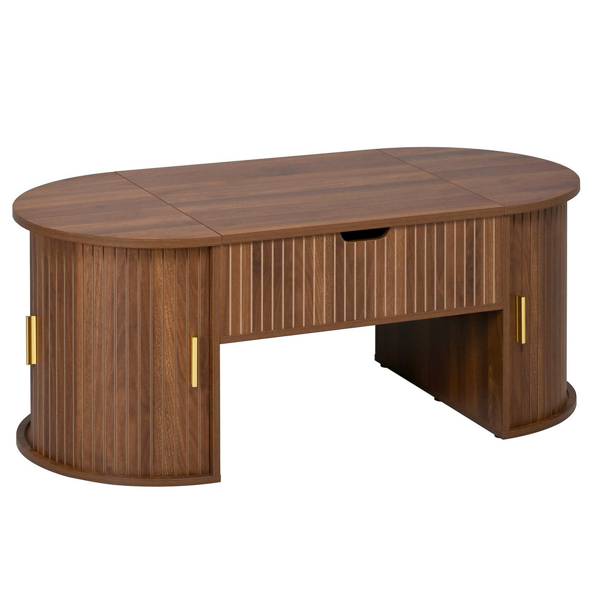 COUCHTISCH höhenverstellbar 100 x 50 cm MDF Nussbaum mit Stauraum - Braun, Holz (100/50/40.5cm) - Meubliv