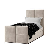 BOXBETT ALEYNA 90x200 cm mit Bettkasten und Matratze - Beige - Beige/Schwarz, Holz/Holzwerkstoff (90/200cm) - AX Living