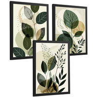 PLAKAT Sada 3 Green Botanica A3 Černý rám - černá, papír (29.7/1/42cm) - Nacnic