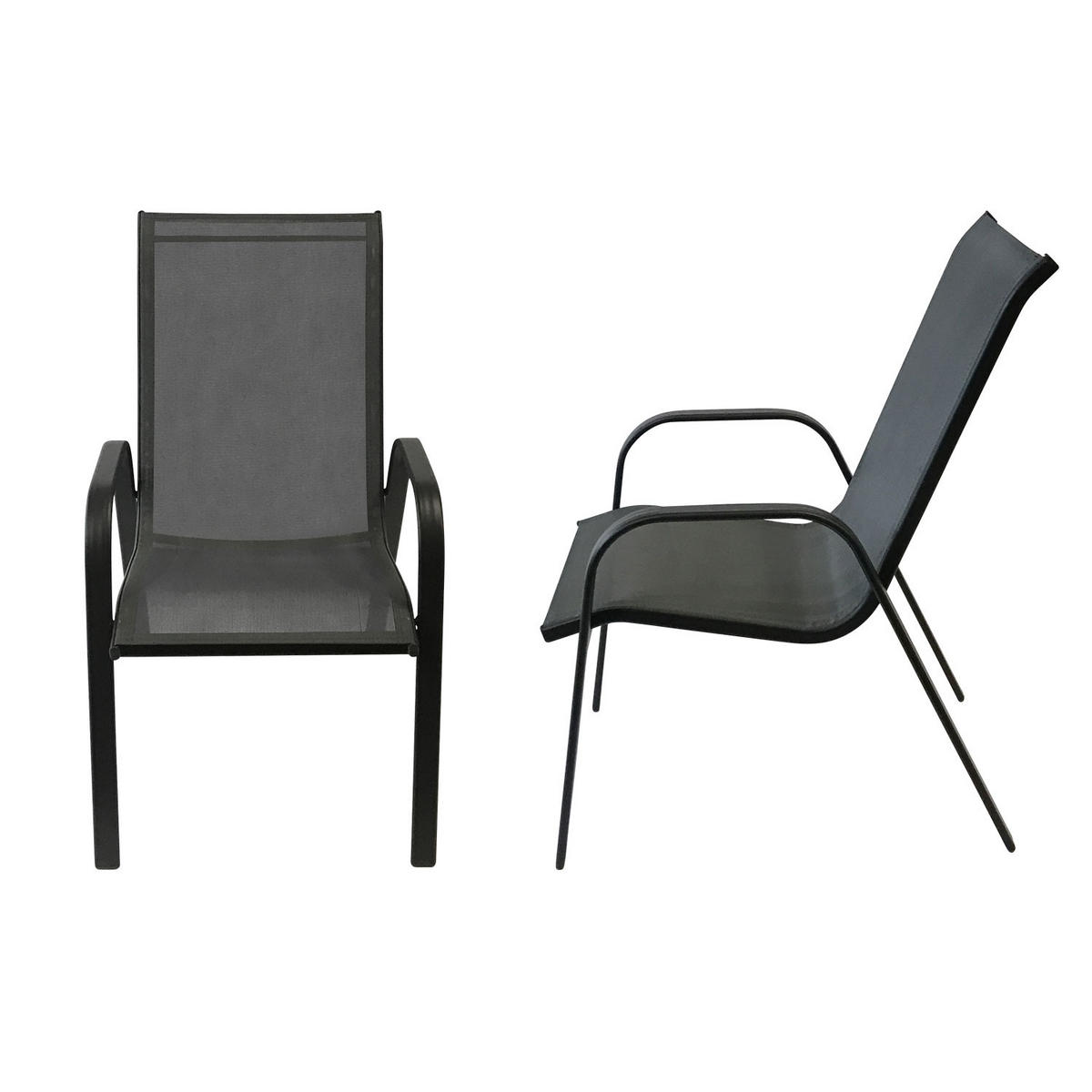 GARTENSTÜHLE Marbella Grau und Anthrazitgrau 4er-Set - Grau, Kunststoff (56.5/92.5/76cm) - Happy Garden